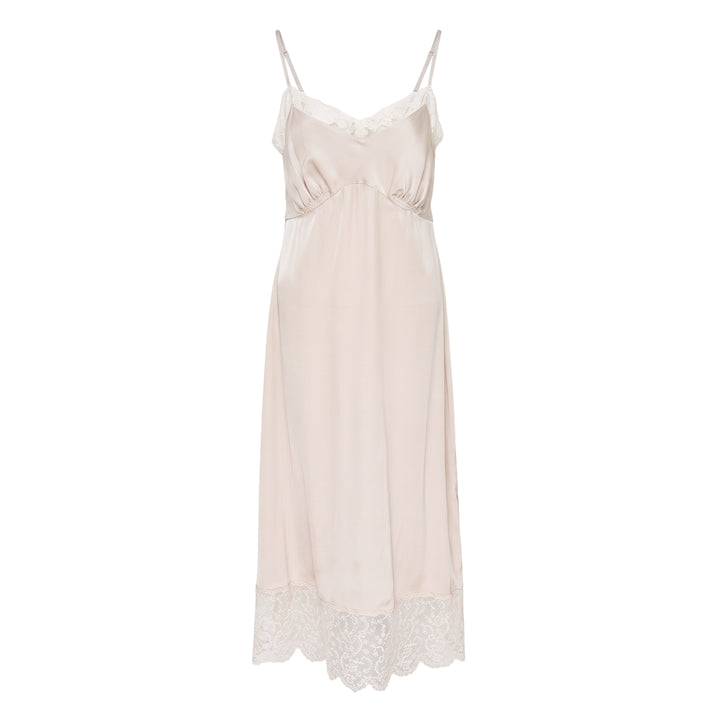 Lace Trim Satin Slip Dress