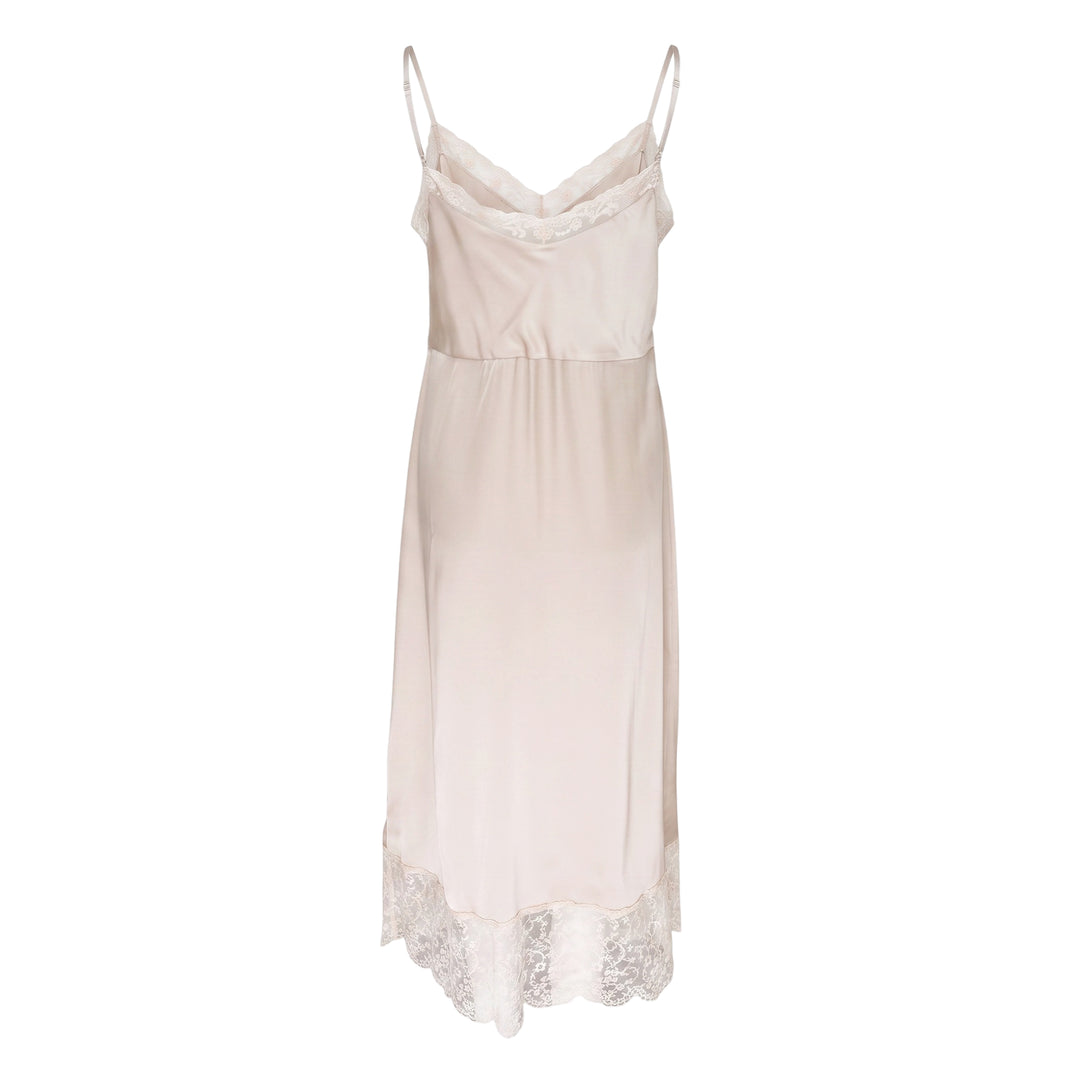 Lace Trim Satin Slip Dress
