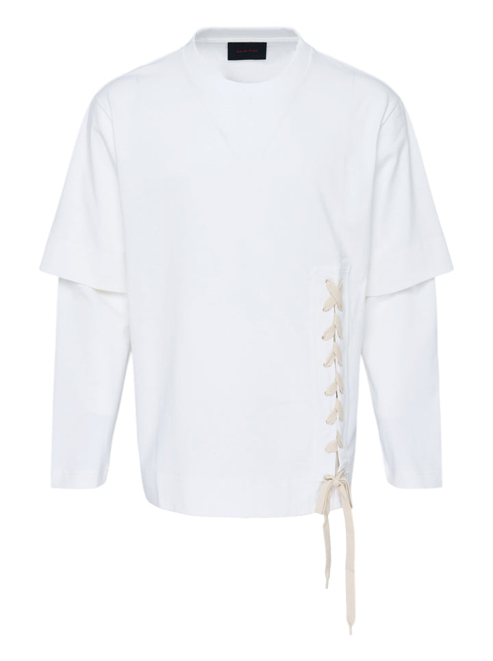Simone Rocha Lace Up Hem Layered Long Sleeve Tee