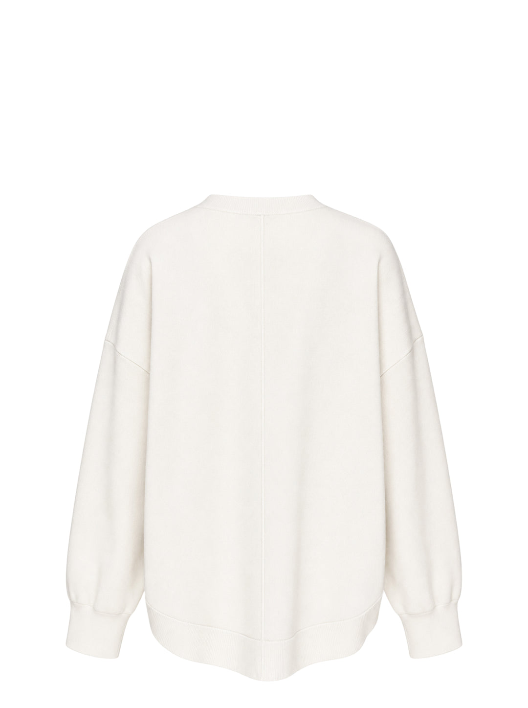 Enfold Circle Hem Pullover Sweatshirt in ivory with oversized silhouette, tonal seam detailing, ribbed cuffs and crewneck with woven brand label - view 2
