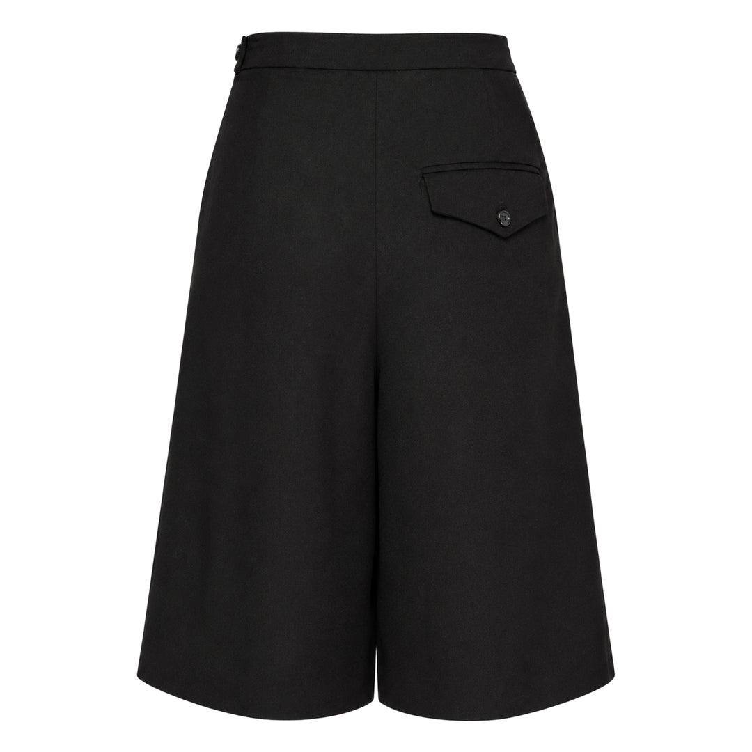 Black Flared Tuck Skirt