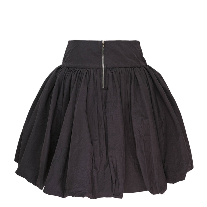 pushBUTTON black balloon volume mini skirt with wide structured waistband and dramatically gathered crinkle-textured fabric tapering at the hem - view 2