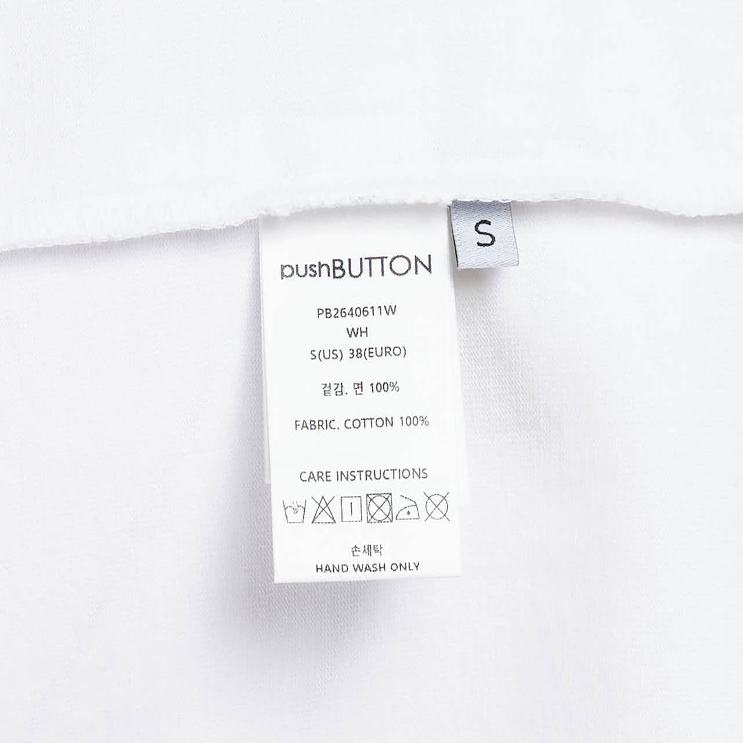 White Straight Neck Long Sleeve Tee