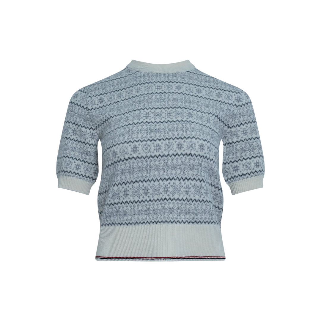 Snowflake Fair Isle Short Sleeve Knit Top