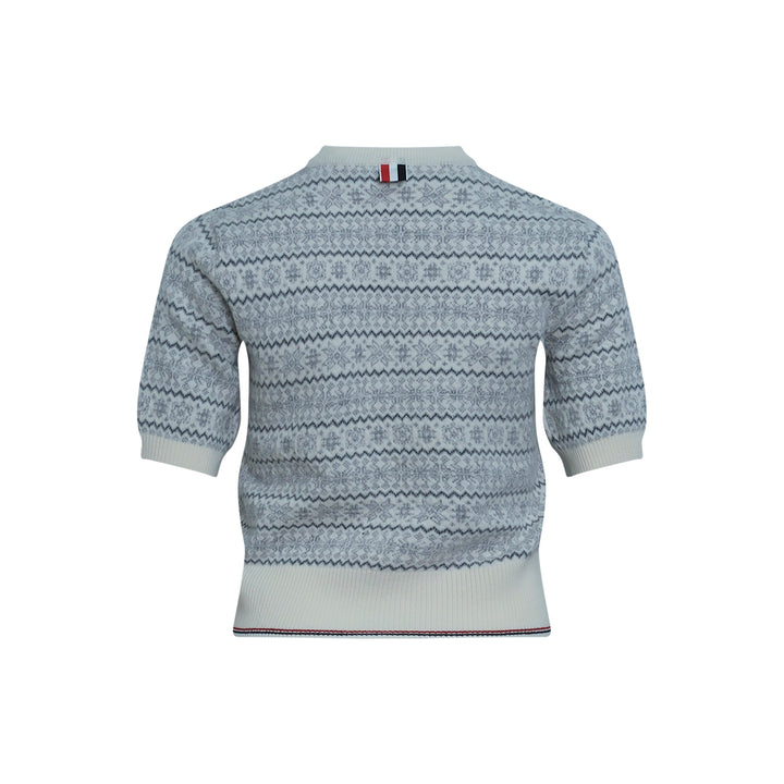 Snowflake Fair Isle Short Sleeve Knit Top