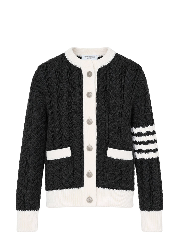 Aran Cable Crew Neck Cardigan