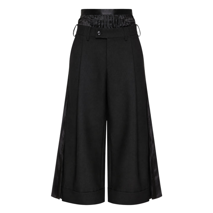 Pleated Wide-Leg Cropped Trousers