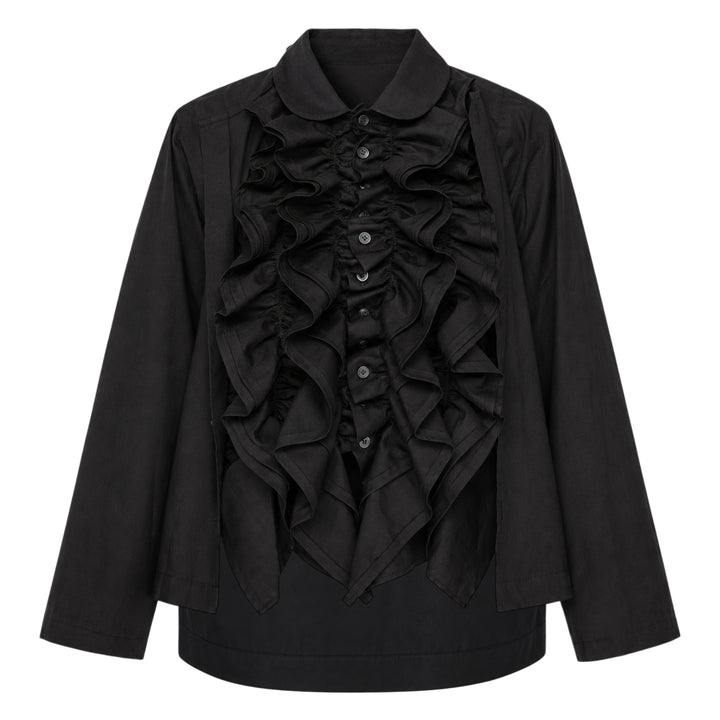 Cotton Broadcloth Ruffle Blouse