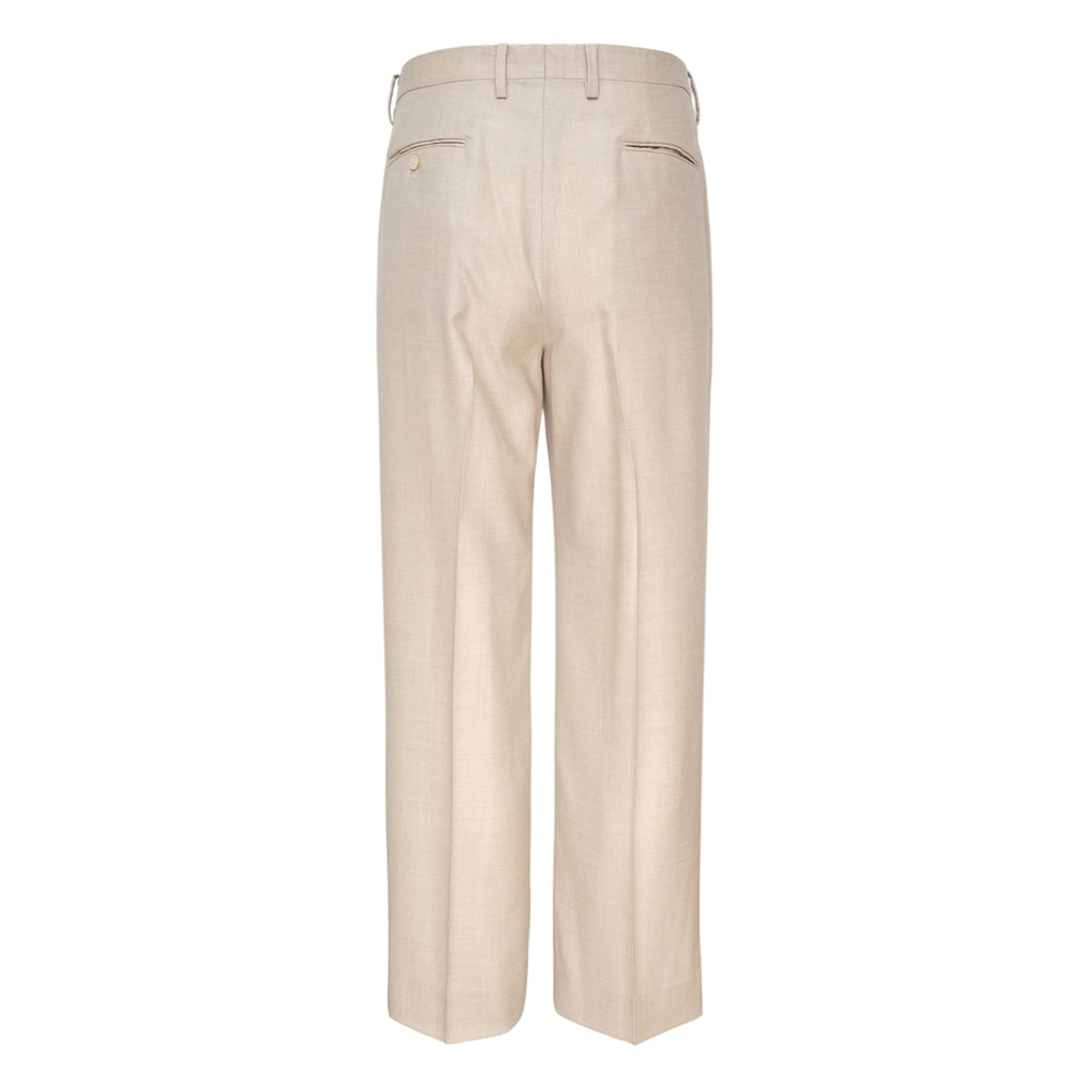 Auralee Super Light Wool Two-Tuck Slacks in oat beige, featuring double forward pleats, a high-rise waistband, and a straight relaxed leg with a pressed centre crease - view 2