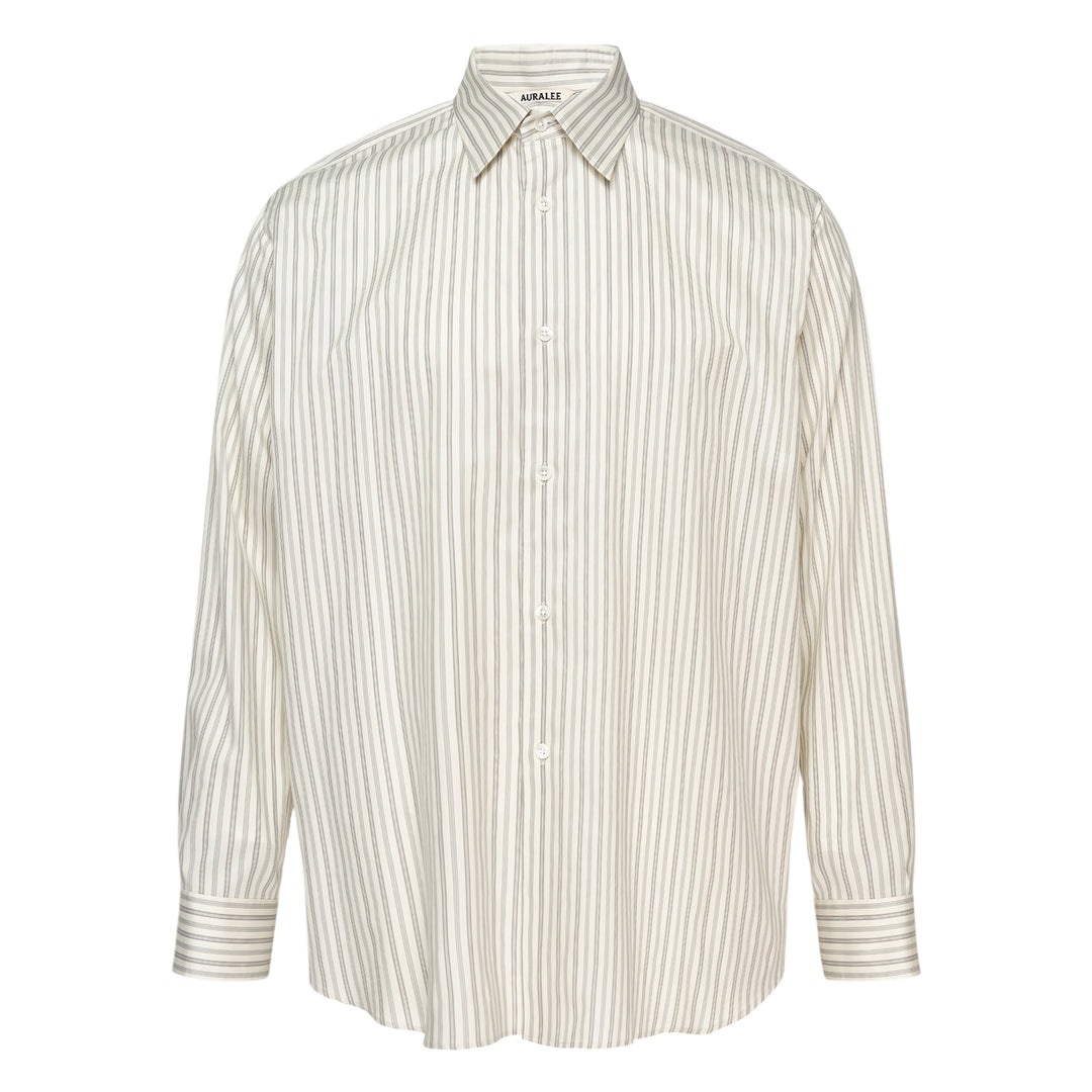 Cotton Silk Stripe Long Sleeve Shirt