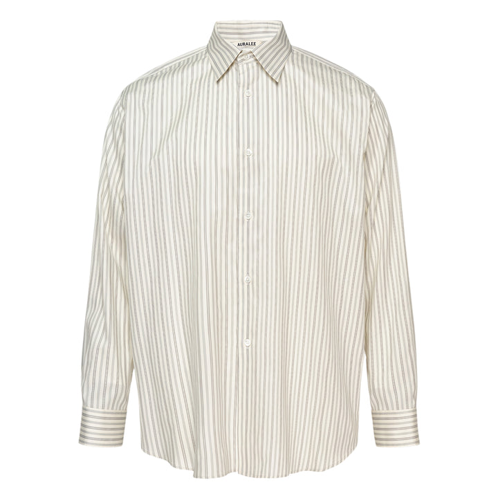 Cotton Silk Stripe Long Sleeve Shirt