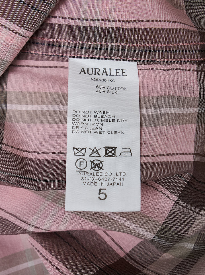 AURALEE High Twist Cotton Silk Check Shirt - view 3