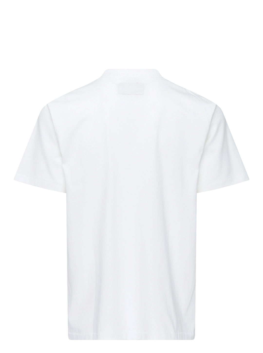 White KidSuper Studios short sleeve tee with a distressed red apple graphic, blue New York skyline, running figures and New York script lettering - view 2