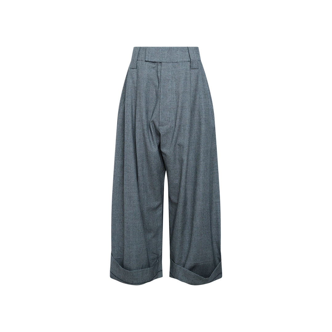 Wide Leg Plaid Trousers