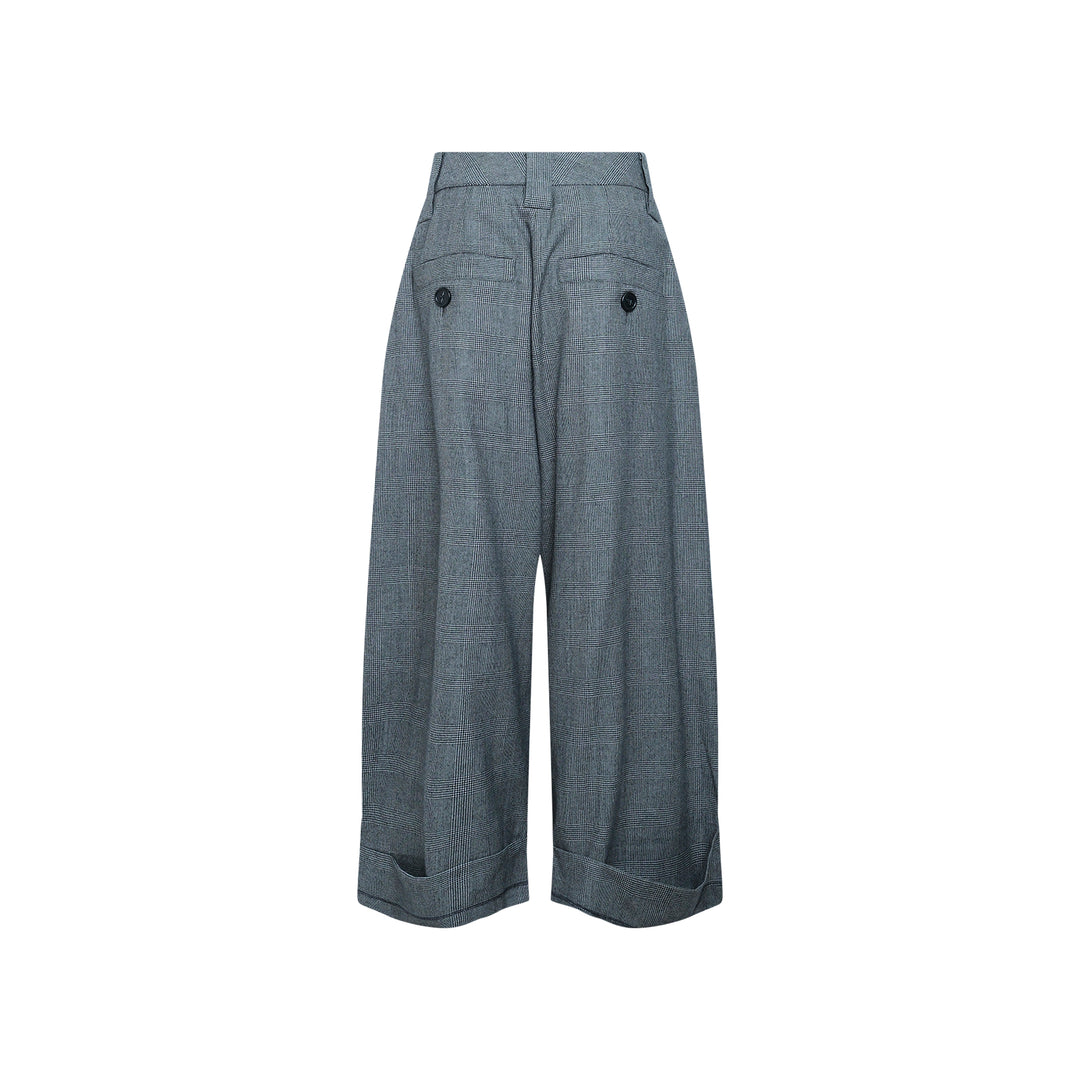 Wide Leg Plaid Trousers