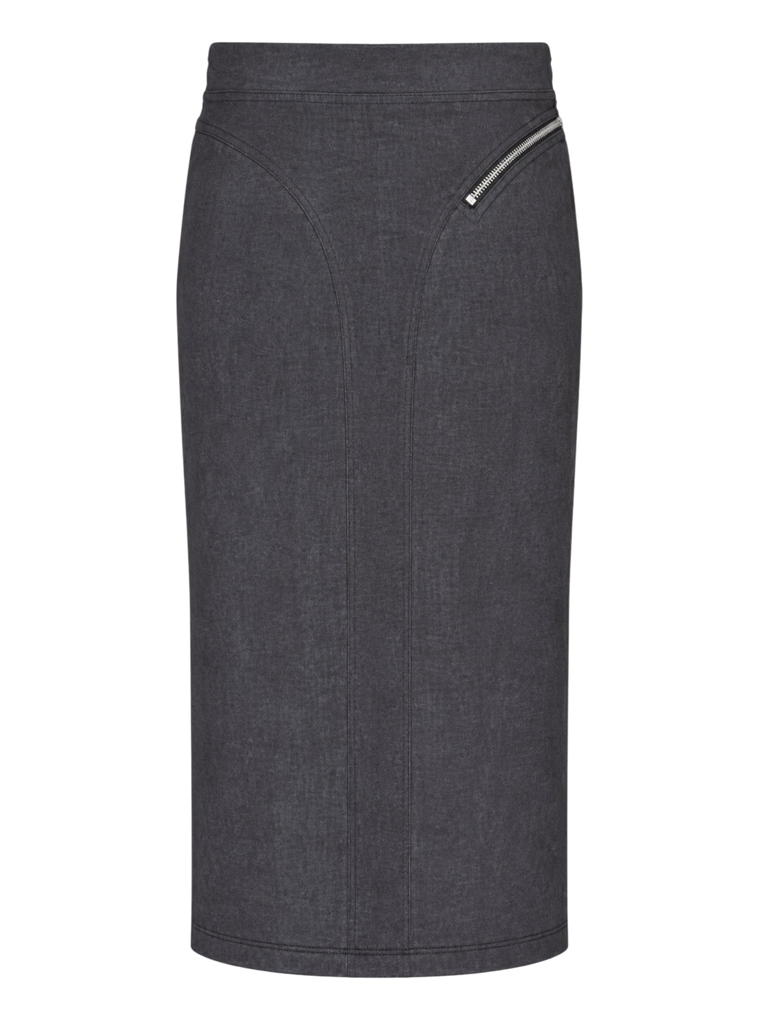 Vaquera washed charcoal knit pencil skirt with a curved diagonal zipper and sculpted seams - view 2