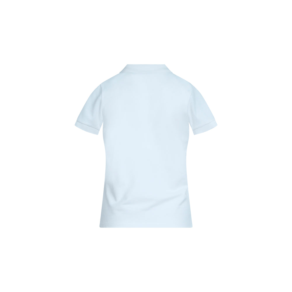 Vaquera Bullet Bra Polo Knit in white, featuring sculptural moulded bra-cup panels across the chest, a two-button placket, and short sleeves - view 2