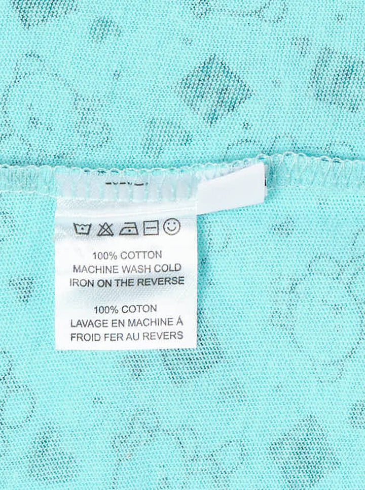 Ashley Williams Bear Window T-Shirt in aqua with all-over illustrated bear print, vertical purple centre stripe, contrast-trimmed chest patch pocket, and crew neckline - view 3