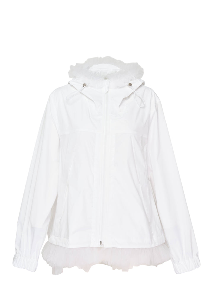 Noir Kei Ninomiya Tulle-Trim Hooded Blouson