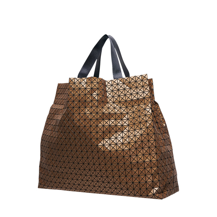 Bao Bao Issey Miyake Cart Reflector tote bag in matte charcoal, featuring interlocking triangular PVC panels and dual flat top handles, photographed on a white background