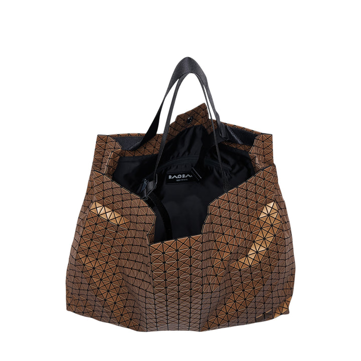 Bao Bao Issey Miyake Cart Reflector tote bag in matte charcoal, featuring interlocking triangular PVC panels and dual flat top handles, photographed on a white background