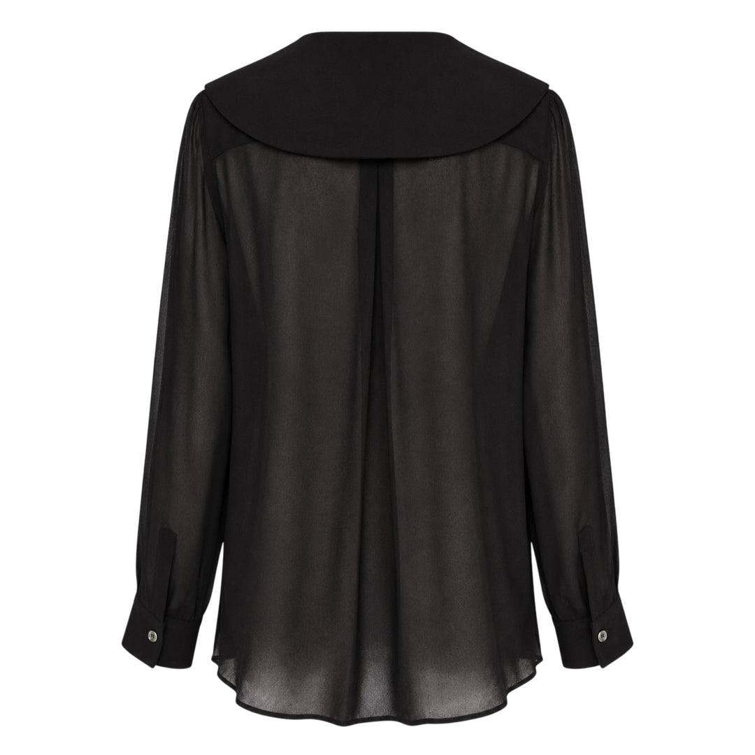 Sheer Blouse With Oversized Collar