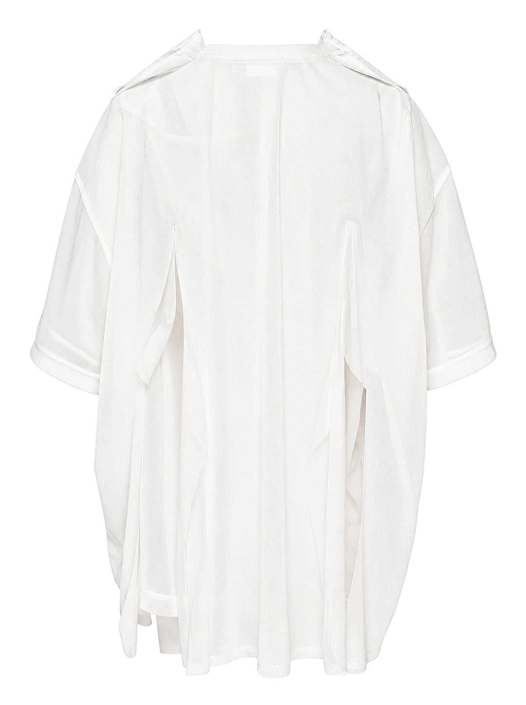 Comme des Garçons white asymmetrical panelled tee with draped fabric panels cascading from the shoulders and sides, crew neckline, short sleeves - view 2