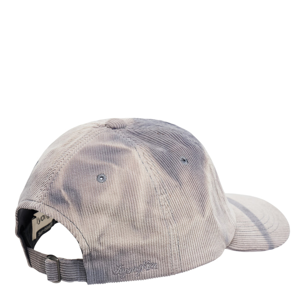 JiyongKim Sun-Bleached Ball Cap in ribbed corduroy with an organic dusty blue and ecru tie-dye wash, front view on white background - view 2