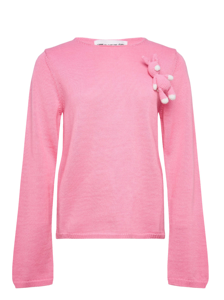 COMME des GARCONS GIRL Long Sleeve Unicorn Appliqué Knit Top
