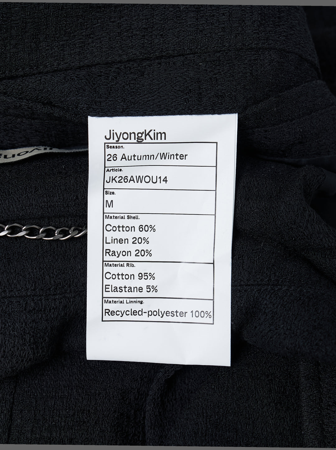 Jiyongkim black sun-bleached oversized blouson jacket with zip front, pointed collar, shoulder epaulettes and ribbed hem - view 3