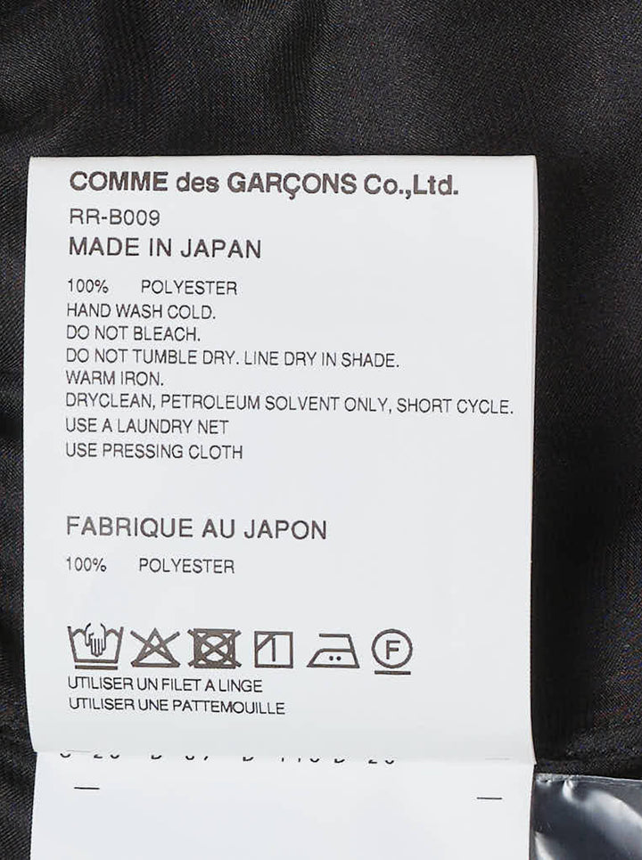 Black satin long sleeve blouse with a round collar and ruched gathered front bodice by Comme des Garçons Comme des Garçons - view 3