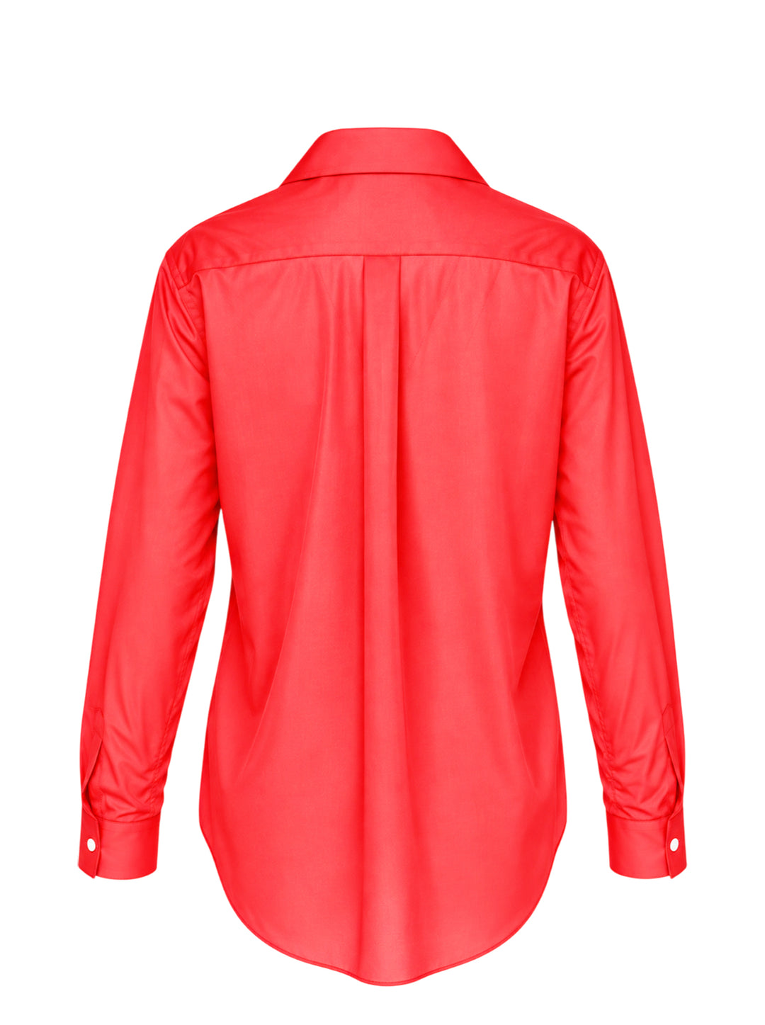 Red semi-sheer long-sleeve button-down shirt with a rounded collar, white buttons and a chest pocket by Comme des Garçons Comme des Garçons - view 2