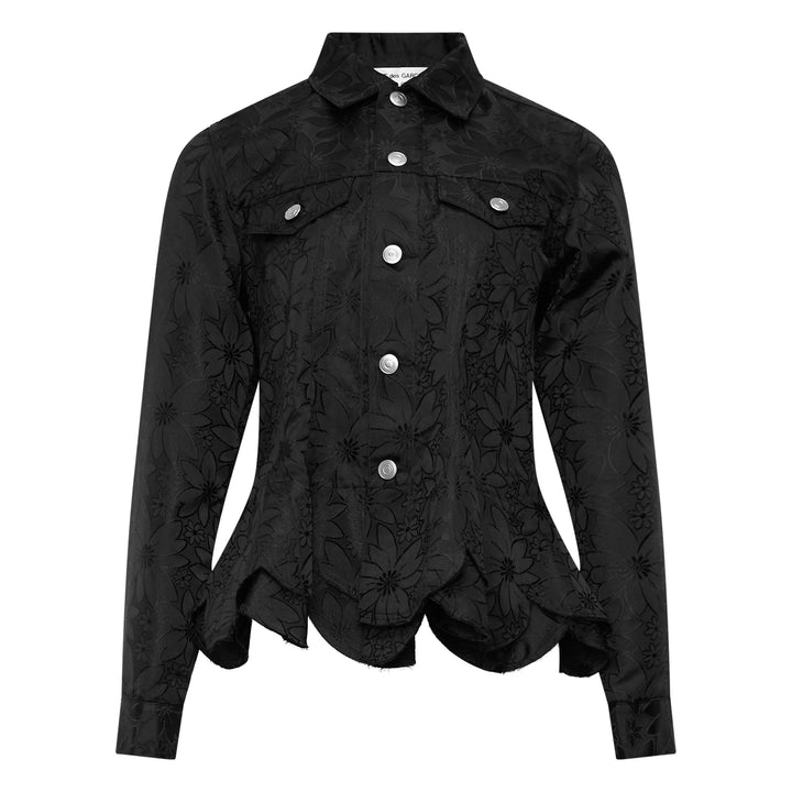 Floral Jacquard Layered Button-Up Jacket