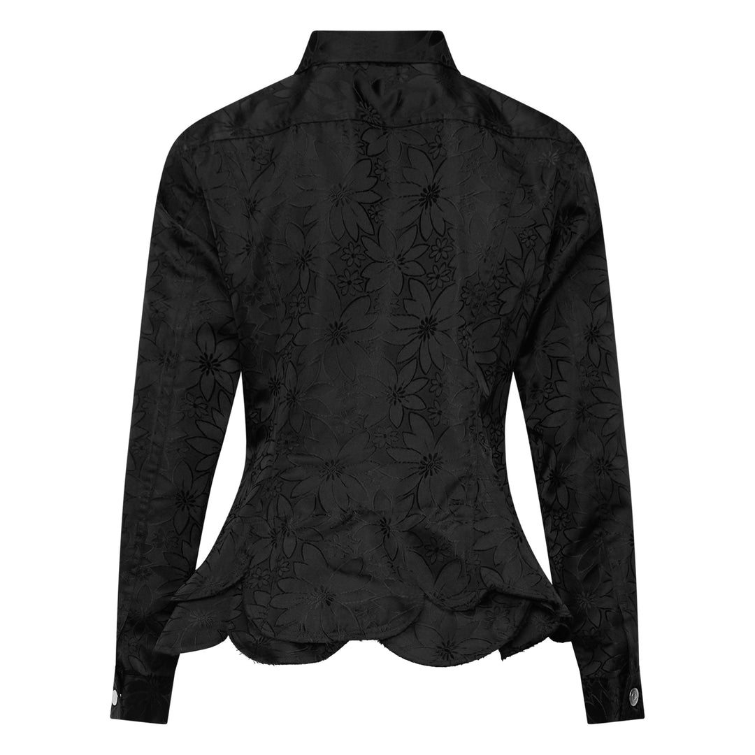 Floral Jacquard Layered Button-Up Jacket