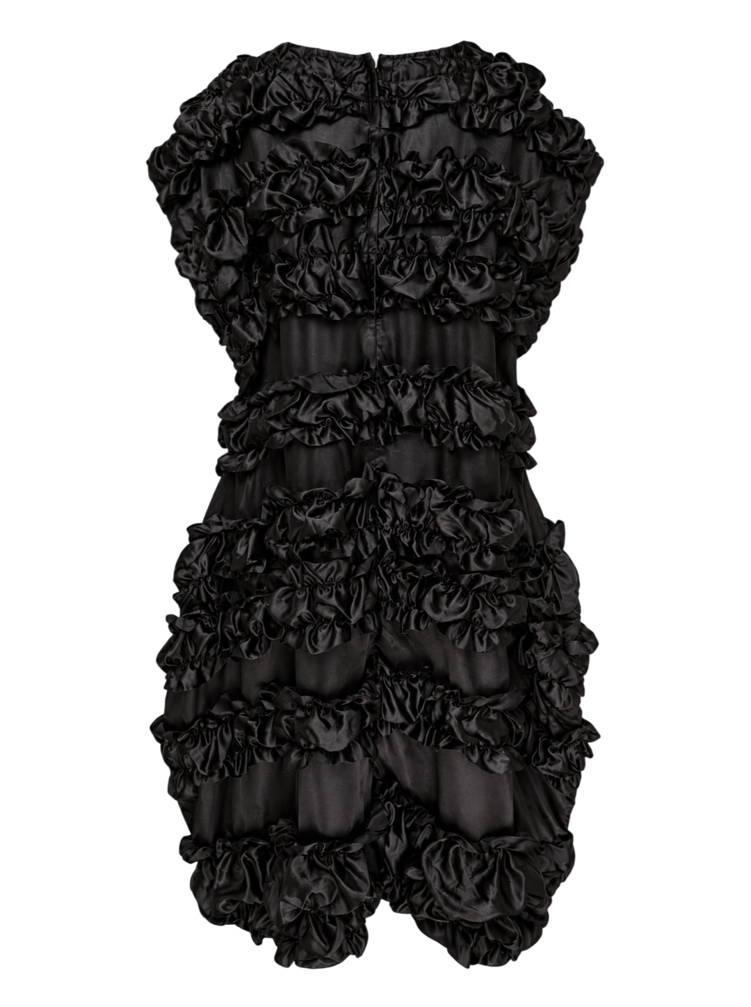 Comme des Garçons Comme des Garçons black sleeveless dress with tiered taffeta ruffles and sheer panels - view 2