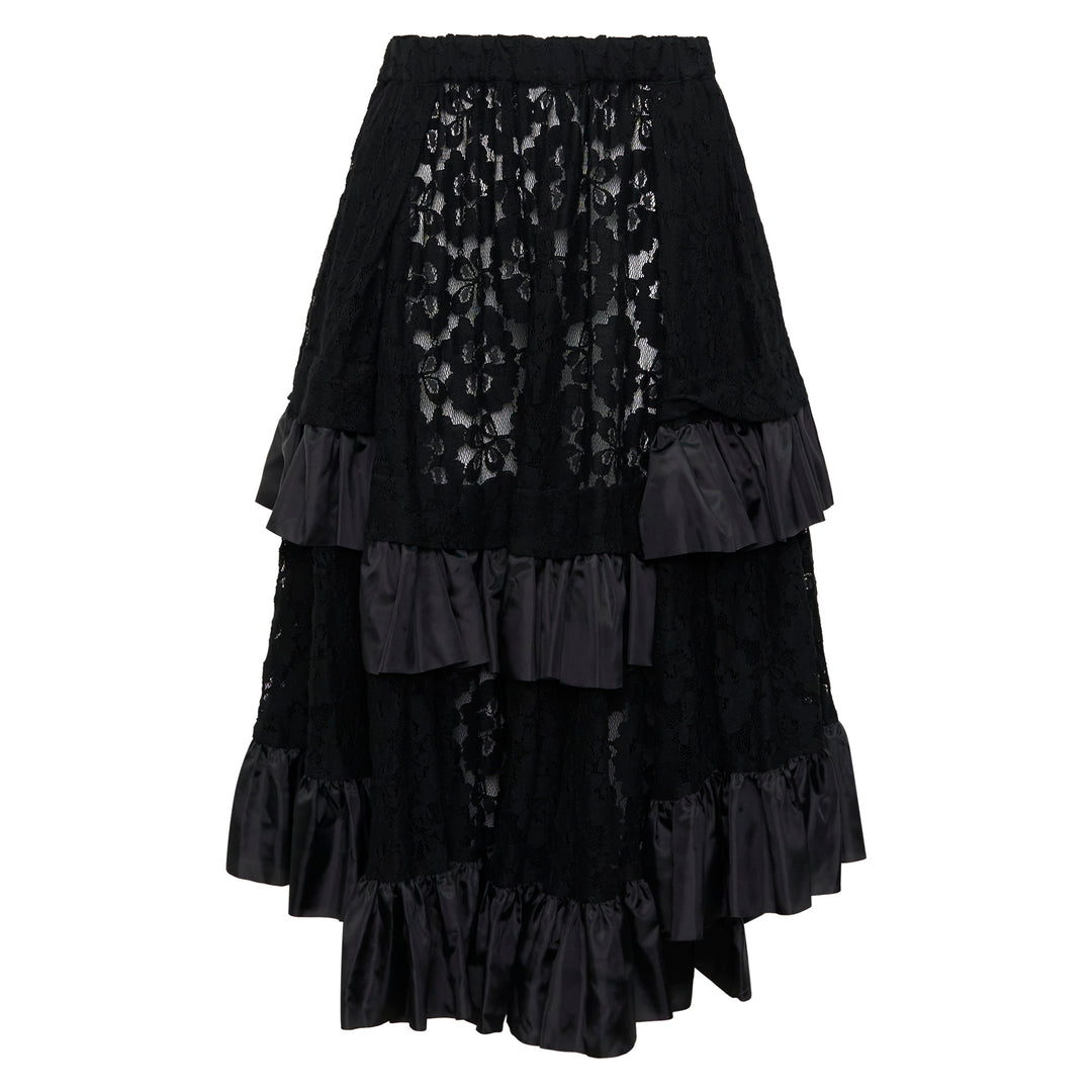 Lace Ruffle Midi Skirt