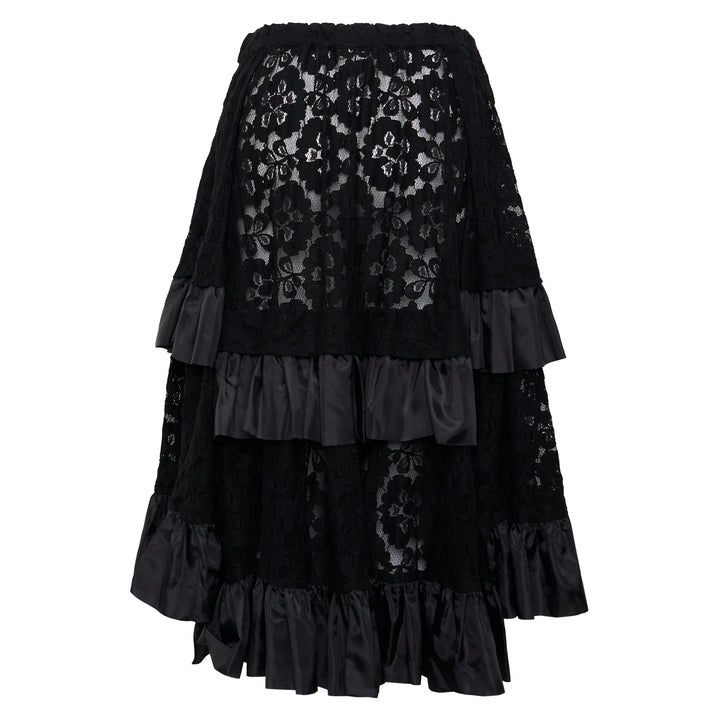 Lace Ruffle Midi Skirt