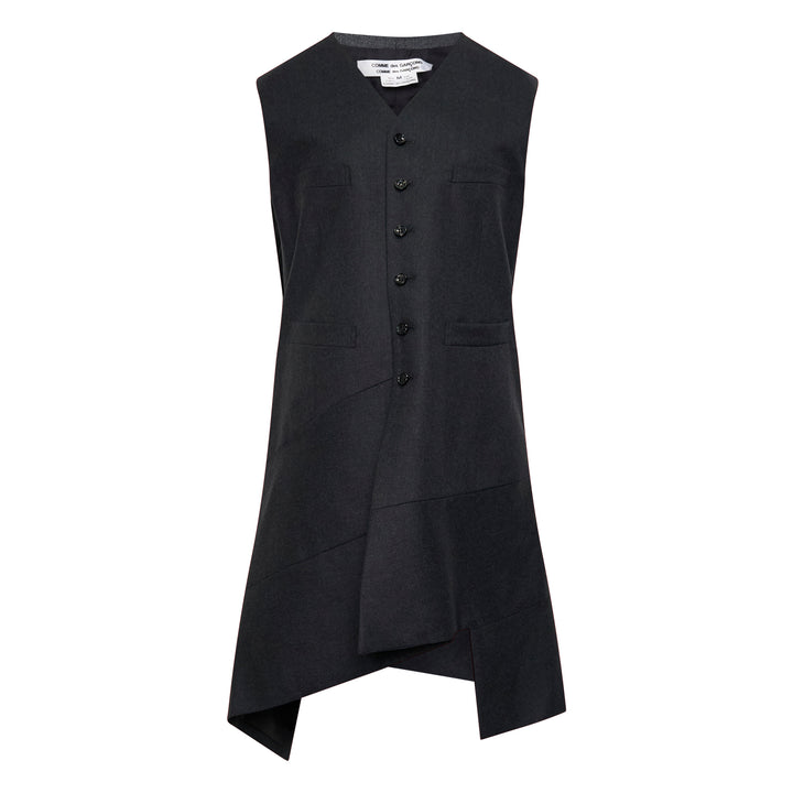 Asymmetric Longline Button Vest