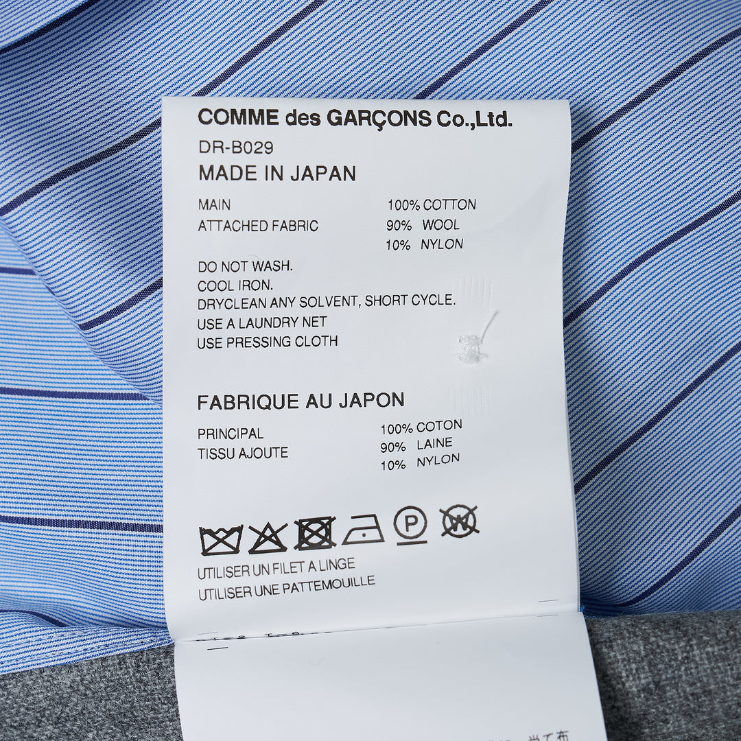 Cotton Stripe Wool Panel Long Sleeve Shirt