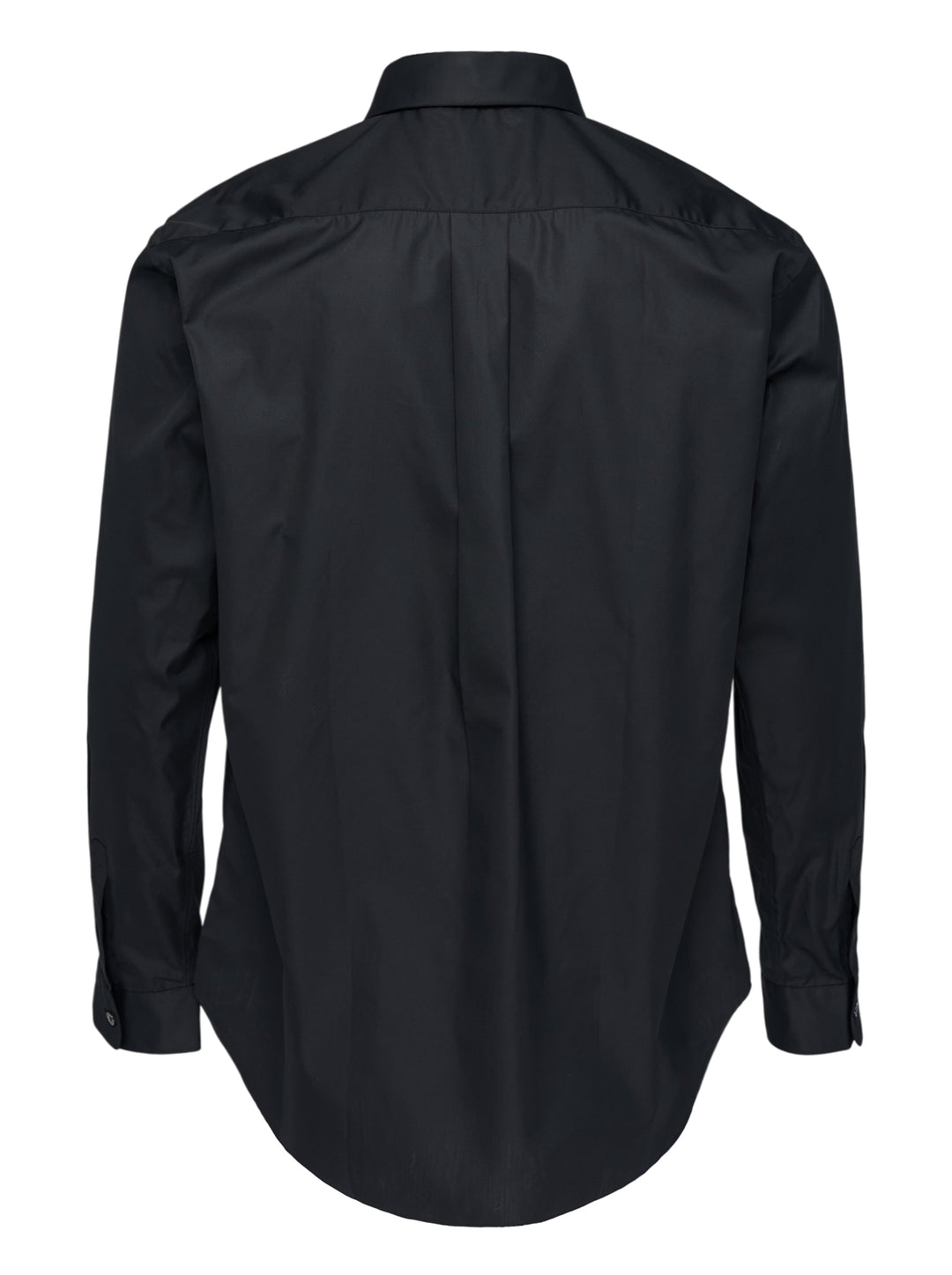 Comme des Garçons Homme Deux black cotton poplin long sleeve shirt with a silver zip front, point collar and chest patch pocket - view 2