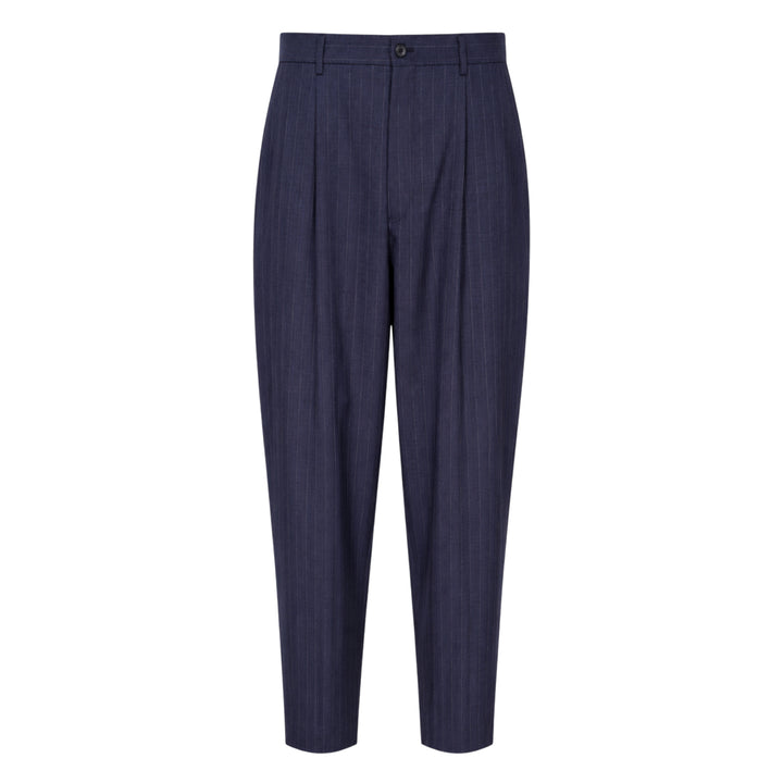 Wool Pinstripe Pleated Pants