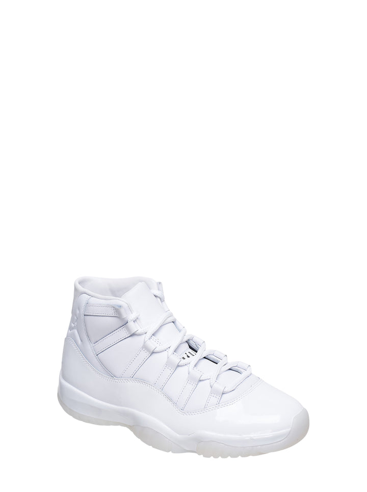 Comme des Garçons Homme Plus x Jordan Air Jordan 11 high-top sneaker in all-white leather with translucent outsole, flat white laces, and Jumpman branding at the ankle collar - view 2