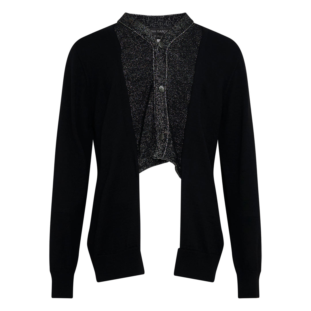 Wool Jersey Contrast Panel Cardigan