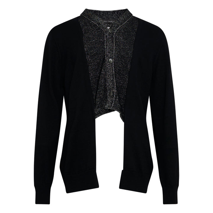Wool Jersey Contrast Panel Cardigan