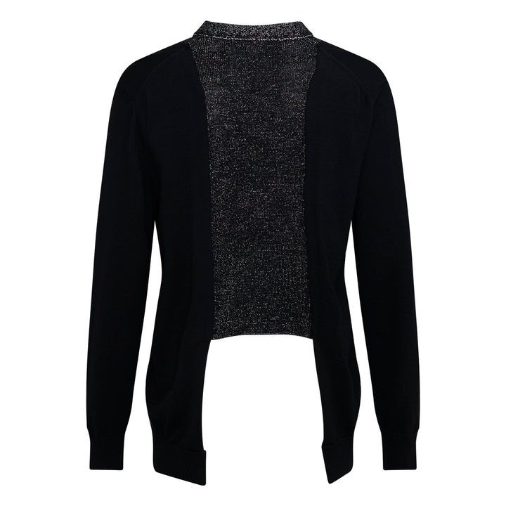 Wool Jersey Contrast Panel Cardigan