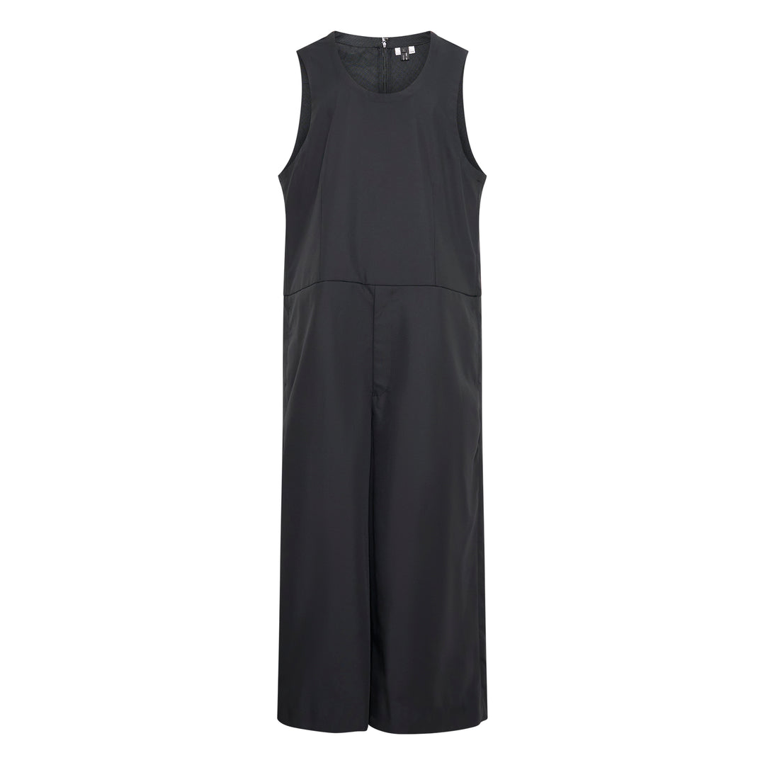 Polyester Dobby Wide-Leg Jumpsuit