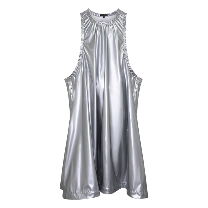 Metallic Enamel Halter Dress