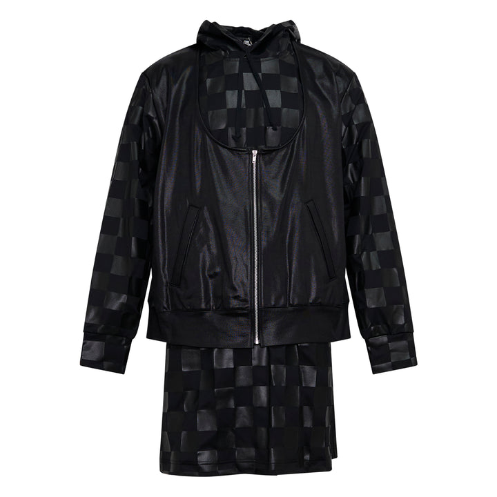 Glossy PU Print Long Sleeve Jacket