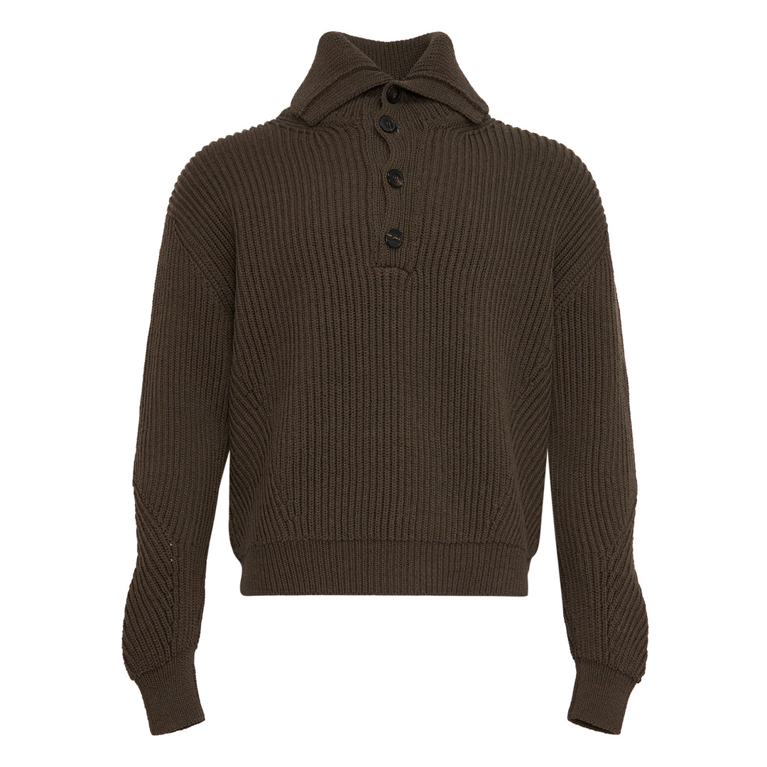 Ribbed Half-Button Sweater