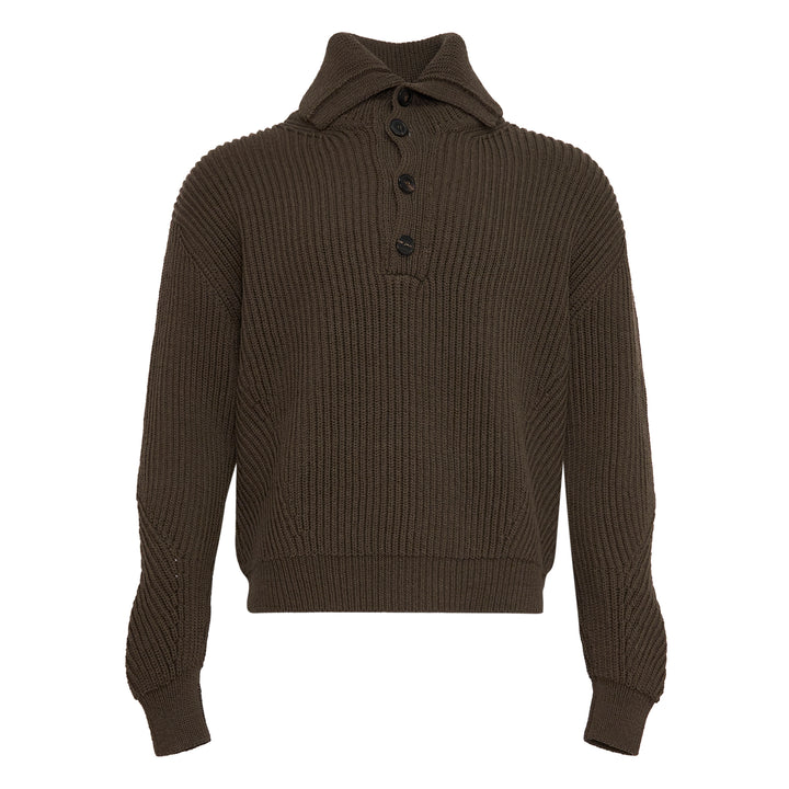 Ribbed Half-Button Sweater